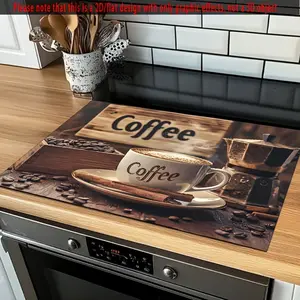 1 piece oversized anti slip stove protection pad, scratch resistant kitchen countertop pad with coffee cup design, anti slip backing, suitable for ovens, washing machines/dryers, scratch resistant materials, Kitchenware, Kitchen Decorative Placemat