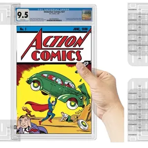 Comic Book Wall Shelf Slab Wall Mount Kit, Heavy Duty Comics Books Case Frame Holder, Clear Color (10 Pieces Hold 5 Slabs) - Comics and Cases Not Included