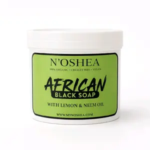 N'OSHEA African Black Soap Paste Infused with Lemon & Neem Oil 100% Organic Cruelty Free Vegan 1kg for Soft Radiant Skin