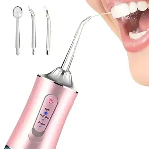 Portable Water Flosser with 4 Interchangeable Heads, 3 Cleaning Modes, Waterproof Design, 800mah Rechargeable Battery, Great Christmas Gift