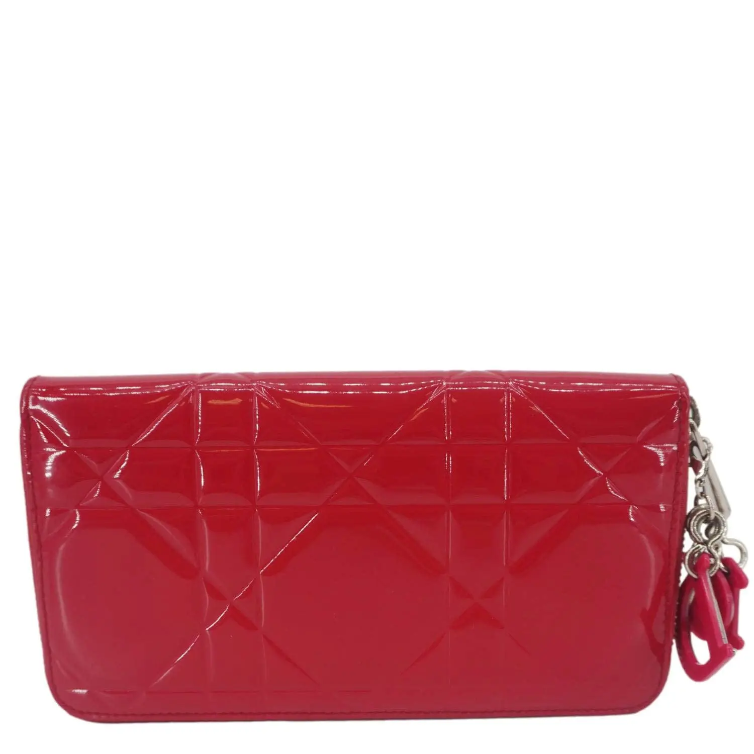 Pre-owned Dior Patent Leather Zippy Wallet Christian Lady Red