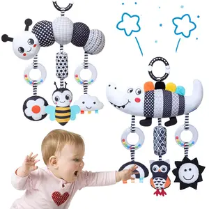 Baby Toys Stroller, Crib & Nursery Activity Toy with Mirror, Cute Newborn Sensory Play, Car Seat Toys, Stroller Toy, Hanging Toys, Bb Squeaker, Rattles, Gift