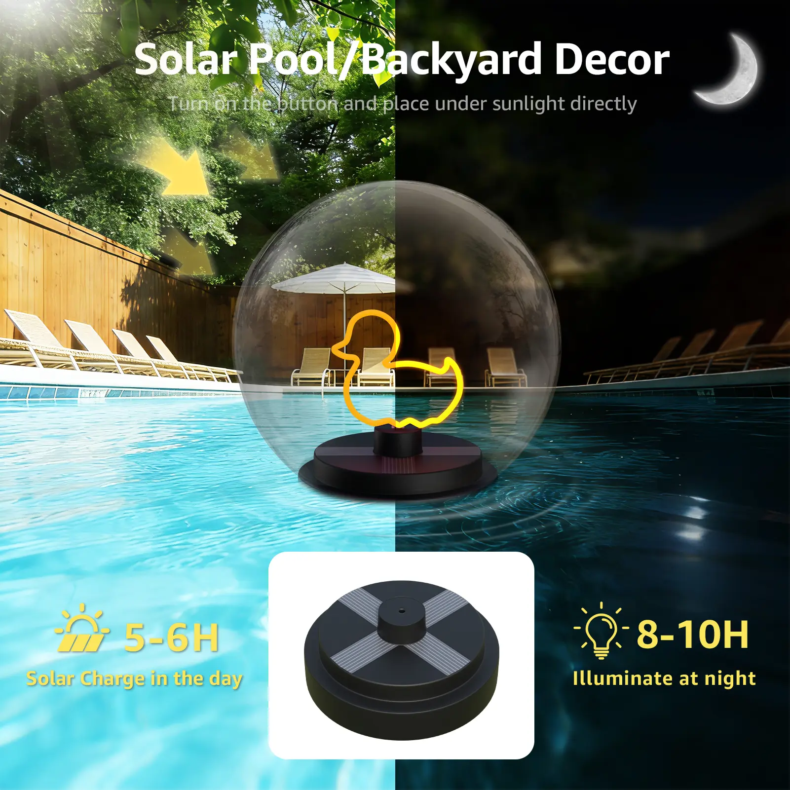 UUFFOO 2-Pack Outdoor Solar Floating Ball Lights with Sticks, IP66 Waterproof Pond Lights, 10-Hour Automatic Night Illumination for Pool Decor & Backyard Garden Pathway Upgrade, Outdoor Solar Lights