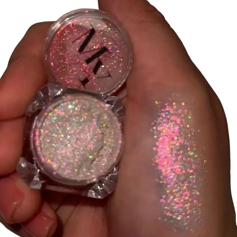 Eyeshine Holographic Duochrome Rainbow Party Eyeshadow Glitter Makeup Cosmetic Prismatic Glow Highlighter Radiant Shimmer Pigment Bronzer Glow Filter