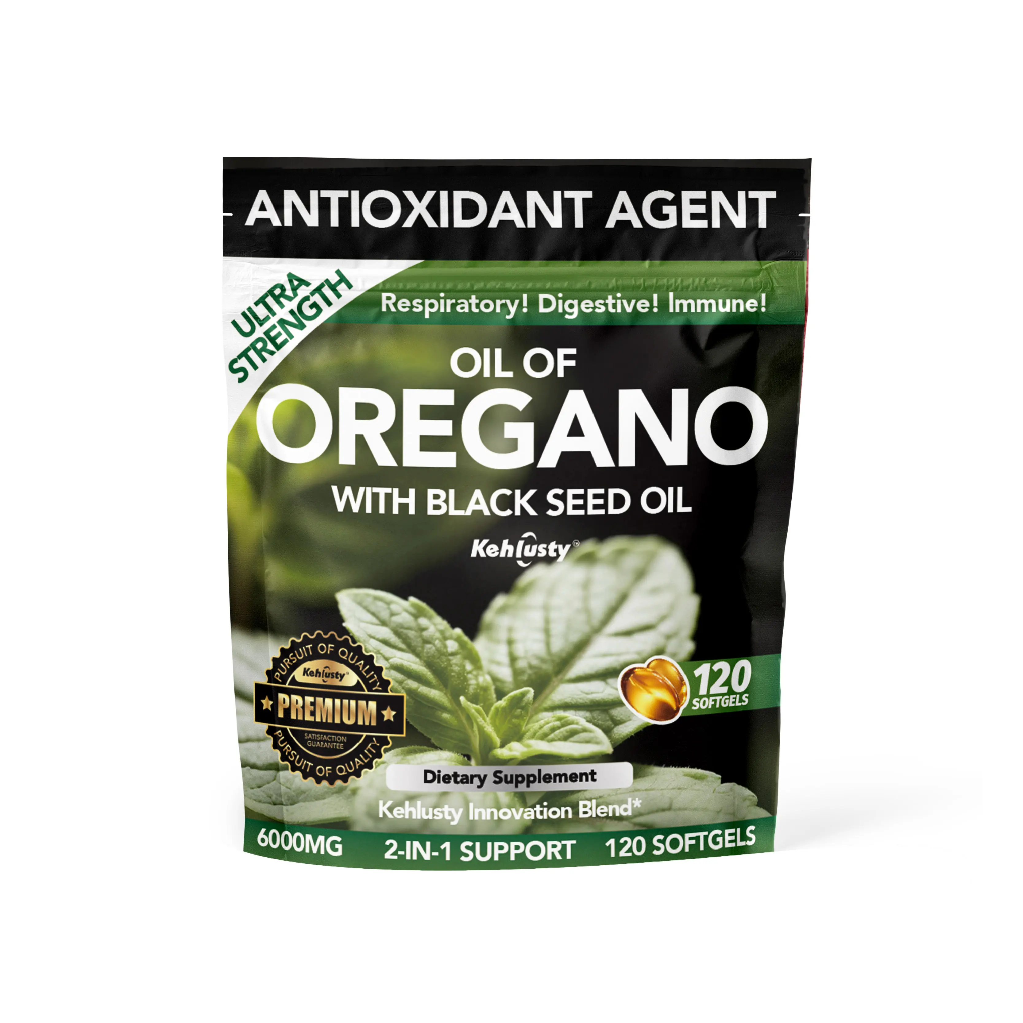 Oil of Oregano with Black Seed Oil | 6000mg High Potency 2-in-1 Softgels | 20:1 Extract Rich in Carvacrol & Thymoquinone | Immune & Respiratory System Support | 120 Softgels Supplement Fitness