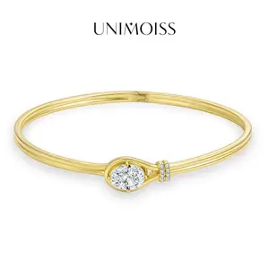 UniMoiss Moissanite 2ct Dreamscape Aesthetic Minimalist Bangle Silver-Plated Wedding Engagement Anniversary Valentine's Day Birthday Gift Daily Wear Jewelry