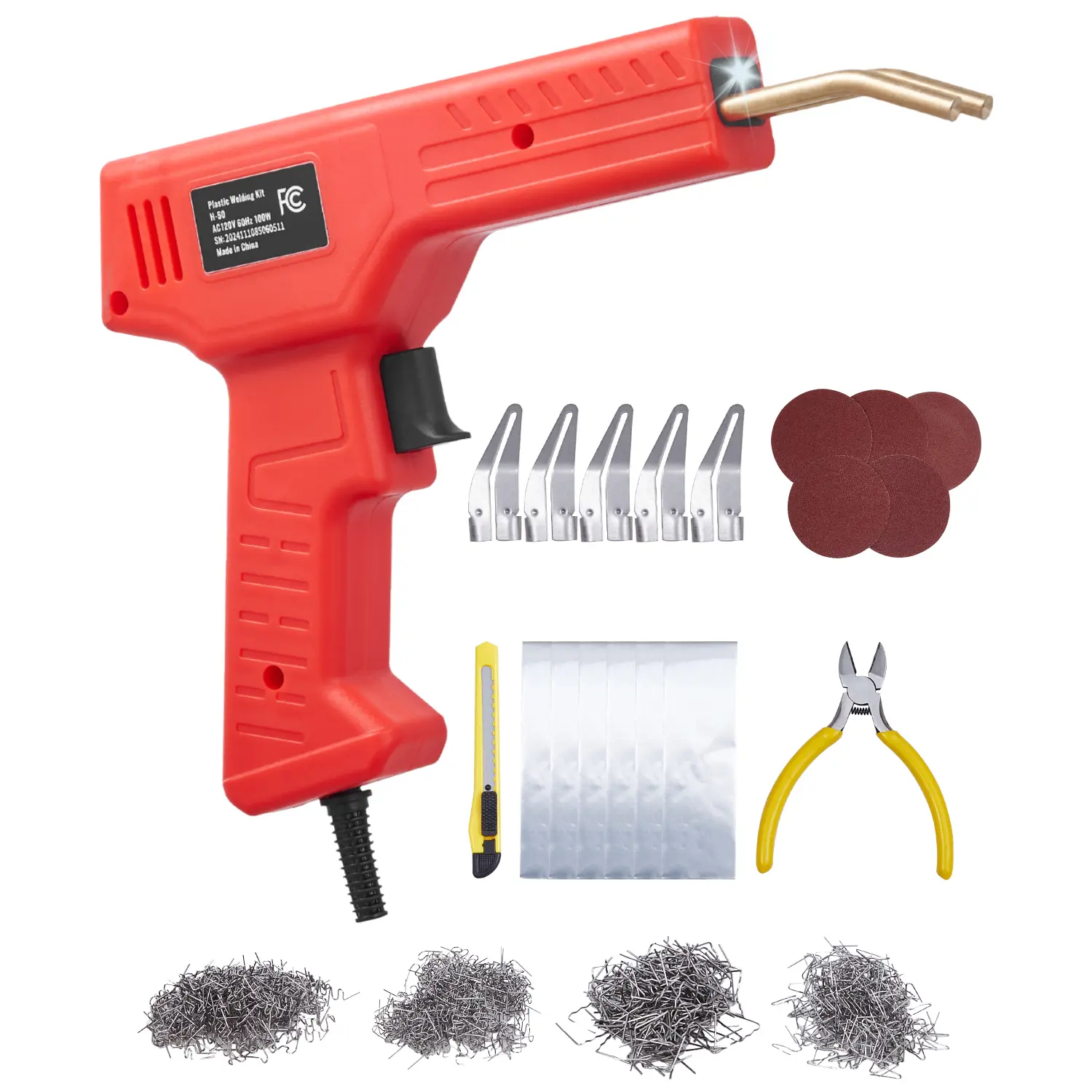 【summerfinds】VEVOR Plastic Welder, 100W Plastic Welding Gun with 800PCS Hot Staples, Professional Hot Staple Welding Gun, Plastic Car Bumper Repair Kit with LED Light for Kayak, Toys, Plastic Crack Repair