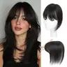 Female 10-in Human Natural Hair Topper with Bangs Design, Swiss Lace Base, Lightweight Breathable, Anti-Slip Clips, Free to Permed, for Everyday Styling, Weddings