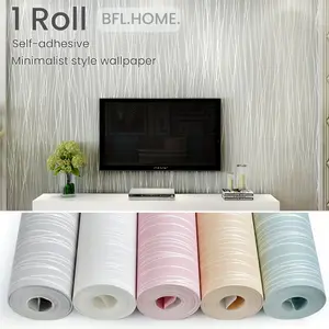 wallpaper [Modern Wallpaper] Modern Minimalist 1 Roll of Bright Vertical Stripe Self-Adhesive Wallpaper | Thickened Non-Woven Fabric Material, Available in 5 Colors, Suitable for Bedrooms, Living Rooms and Background Walls