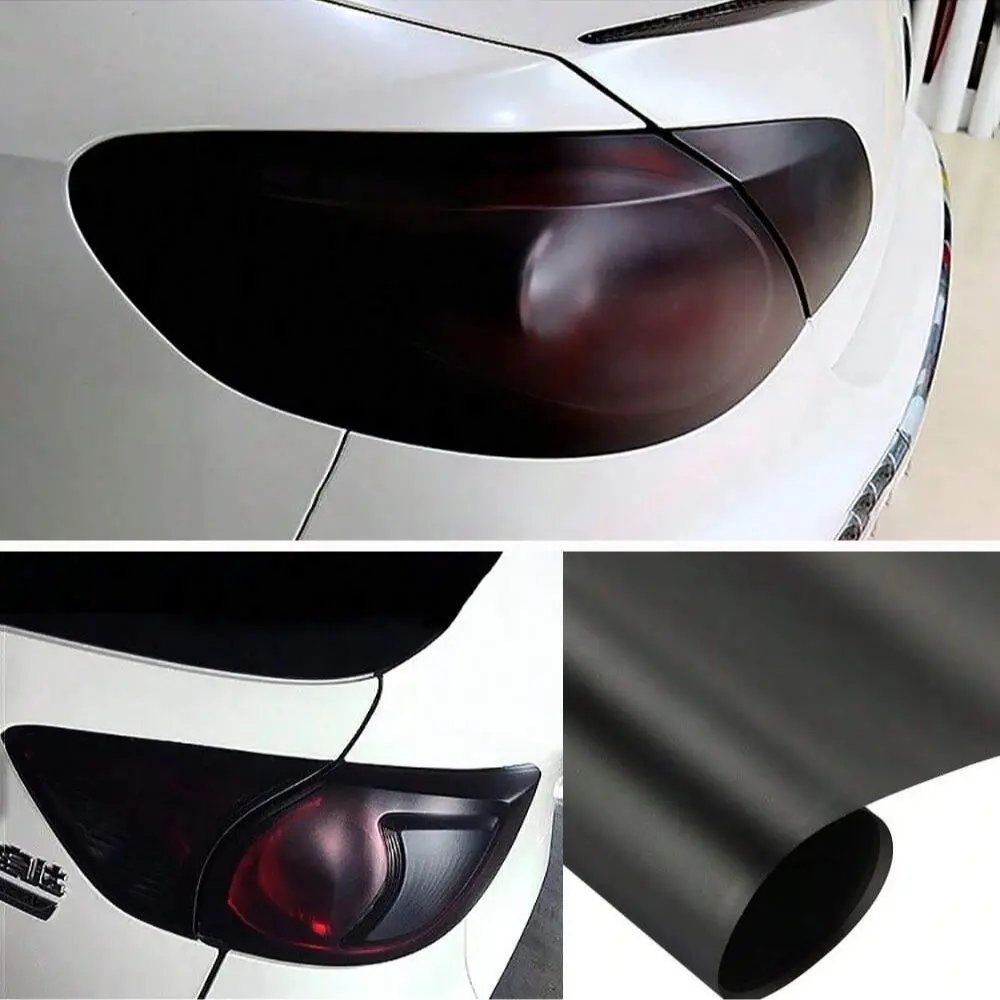 30x60cm Matte Car Wrap Film Waterproof High Temperature Resistant Headlight Tail Light Vinyl Sticker Car Decals, Self-Adhesive Scratch Proof Body Decoration Vehicle Exterior Decoration