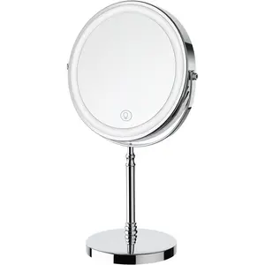 Lighted Makeup Mirror, 3000 mAh Rechargeable Double Sided Magnifying Mirror with 3 Colors, 1x/10x 360° Rotation Vanity Mirror, Brightness Adjustable Magnification Cosmetic Light up Mirror, Women Gift
