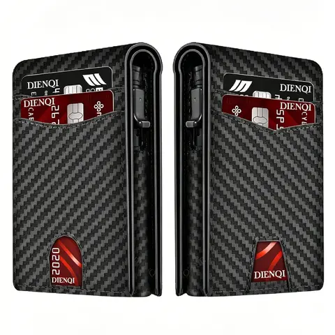 Minimalist RFID Blocking Carbon Fiber Bank Credit Card Holder, RFID Theft Proof, RFID Card Slots, Smart Pop Up Wallet for Men, Business Wallet Gift, All Seasons Casual Style, Secure Card Storage