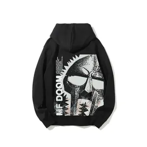 MF Doom Hoodie, MF Doom merchandise, 90s hip-hop, street style hooded sweatshirt for rappers and retro music lovers, black casual cotton fabric.
