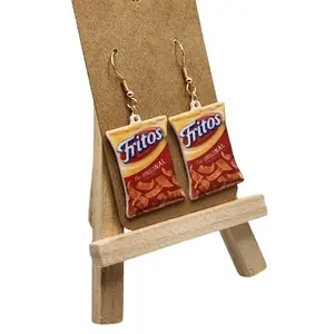 Fun Chip Earrings - Plastic Snacky Design with Hook for Easy Wear
