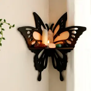 Butterfly Corner Shelf - Floating Shelves for Wall Bedroom Crystal Display Shelf Boho Cute Bathroom Kitchen Office Living Room Butterfly Decor Aesthetic Witchy Gift Women(2 PCS)