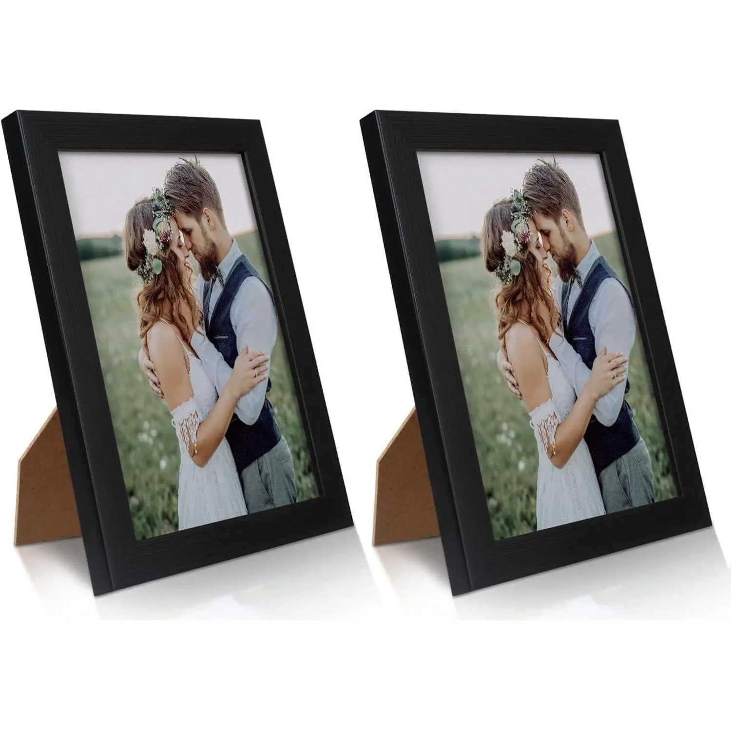 2 Pack 5x7 Picture Frame, Black for Wall and Tabletop Display, Resistant Plastic With Clear Plexiglass for Vertical or Horizontal Display