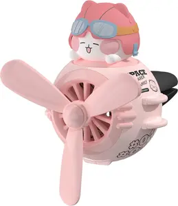 Car Air Fresheners Cute Pilot Cat Car Diffuser Rotating Propeller Cartoon Automotive Air Outlet Fan Creative Car Perfume Decoration Automotive Air Fresheners for Cars