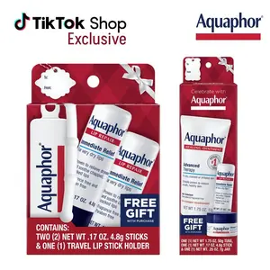 Aquaphor All-in-One Lip & Skin Care Repair Gifting Bundle Hydrate Nourish with Shea Butter Jojoba Oil Vitamins 2 x 0.17 oz Sticks Healing Ointment Travel Holder