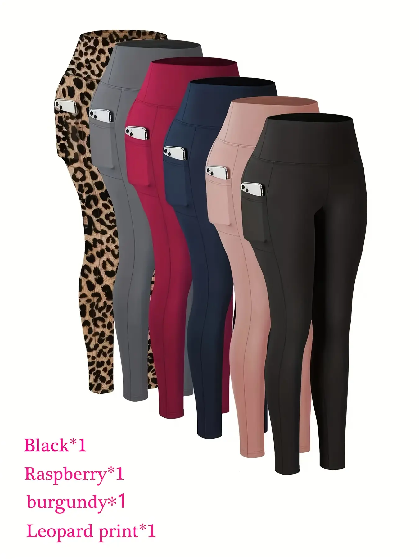 4-Pack High Waist Yoga Leggings with Pockets for Women, Soft Slim Fit Tummy Control Butt Lifting 9/10 Length Pants, Versatile Daily Workout Base Layer Leggings