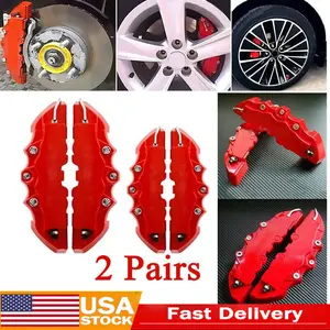 4X Red 3D Style Front Rear Car Disc Brake Caliper Cover M S Universal Fit for Most Vehicles