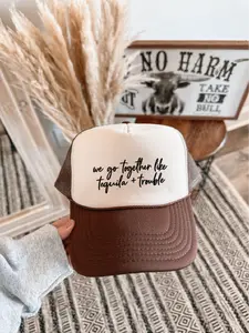 Trouble and Tequila- Brown and Tan Unisex Foam Trucker Hat