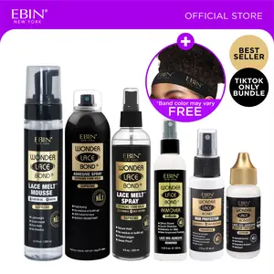 EBIN Wonder Lace Bond Ultimate Wig Install Kit | Adhesive Spray + Lace Melt Spray + Lace Melt Mousse + Adhesive glue + Skin Protector + Remover Bundle With FREE melting band All-in-one, Holding, Beginner-friendly, Easy Application