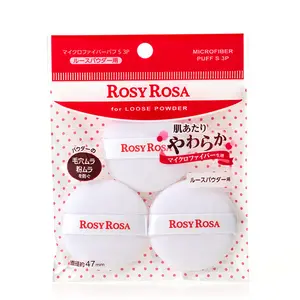 Rosy Rosa Micro Fiber Puff S 3pc for Loose Powder - Soft and Gentle with Diameter of 47mm - Perfect for Loose Powder Application