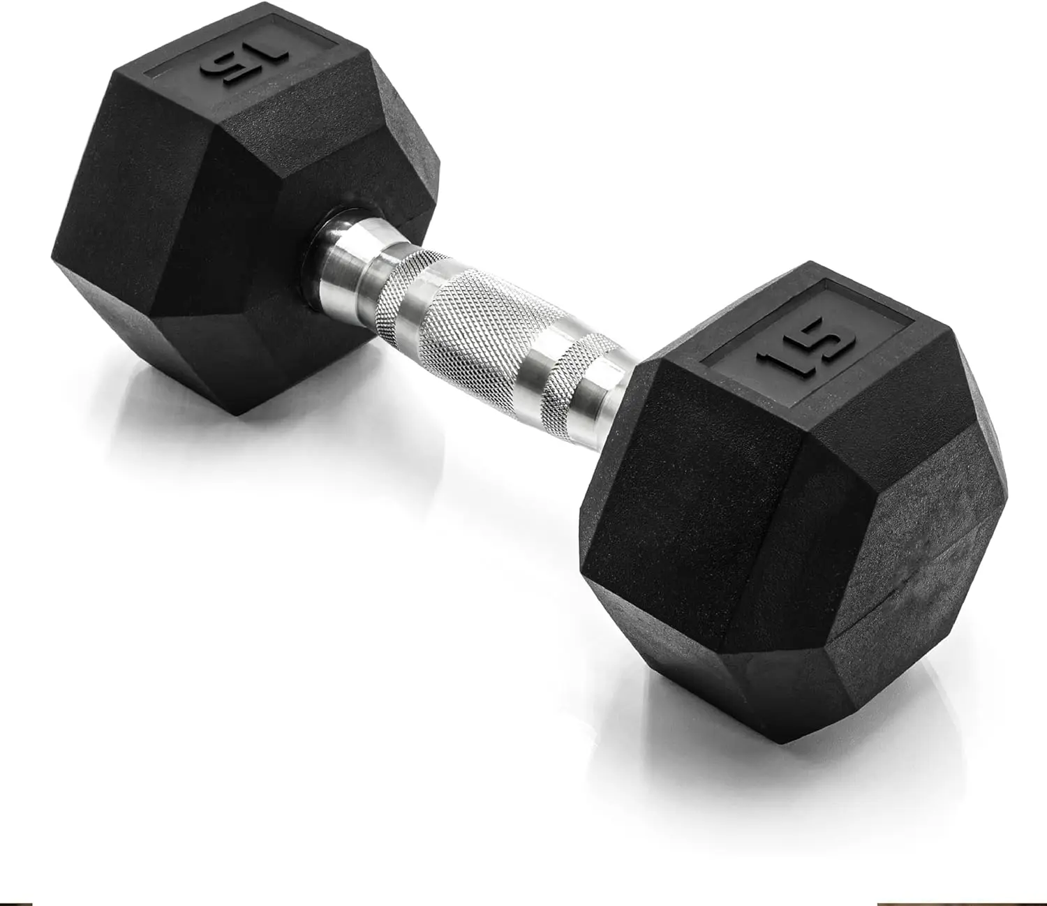 15-Lbs Rubber Hex Dumbbell Hand Weight