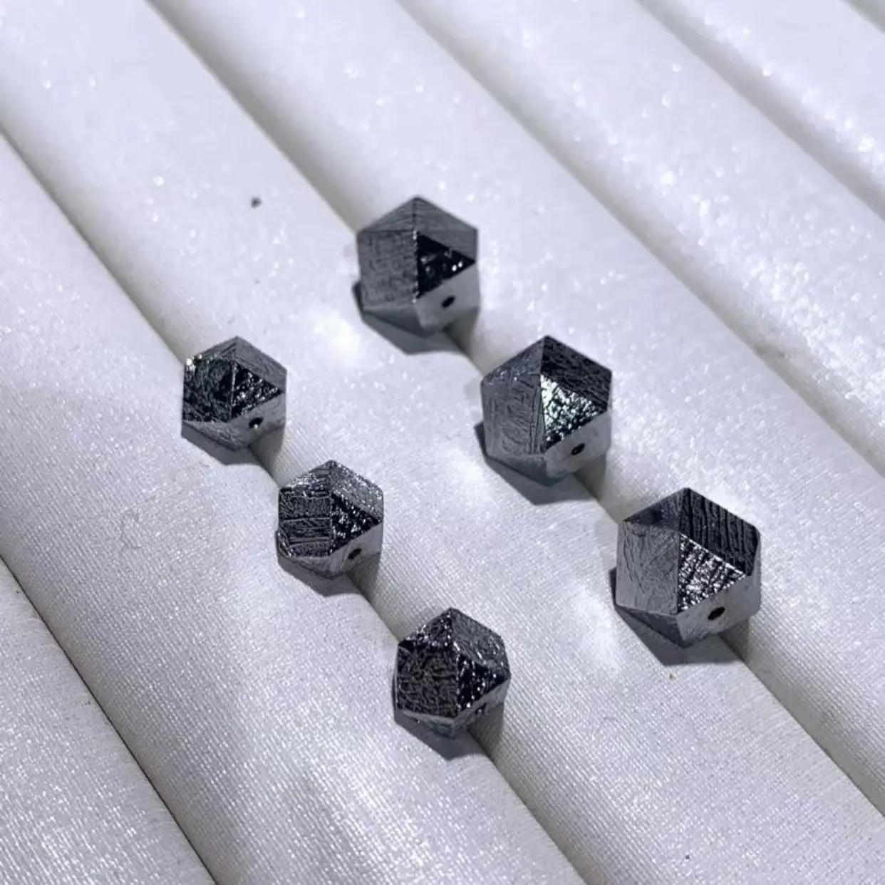 Swedish Muonionalusta Nickel-Iron Meteorite Octahedral Single Bead Pendant, Natural Widmanstätten Pattern, Unisex Daily Wear Cosmic Jewelry gemstone