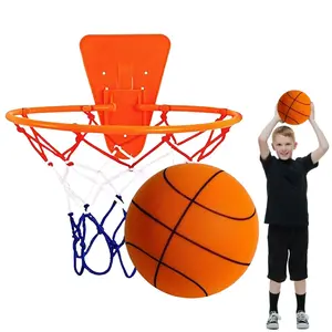 Quiet Indoor Basketball Set, Noise-Free Rebound Ball & Hoop, Low Noise Indoor Training Ball for Quiet Home Play, Includes No-Drill Wall Mount Hoop for Kids & Adults