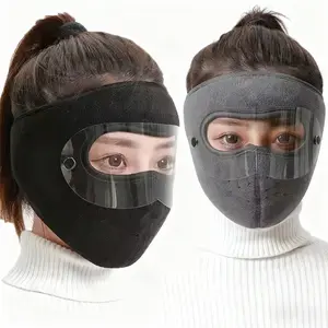 Winter Windproof Face Mask with Detachable Goggles Thickened Fleece-Lined Full Face Cover for Men & Women Cold Weather Protection for Outdoor Cycling Motorcycle Riding