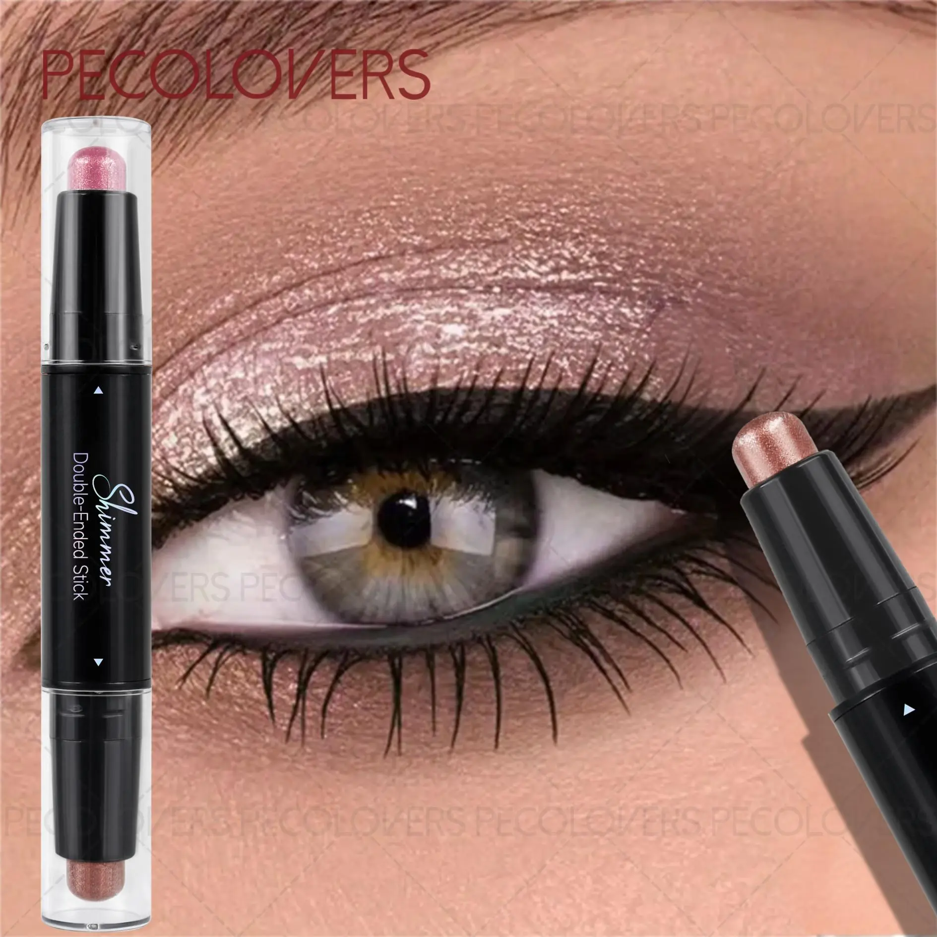 1pc Long-lasting Beads EyesShadow Pencil, Double Head Shimmer Glitter Eyeshadow Stick,Matte Natural Eye Cosmetics