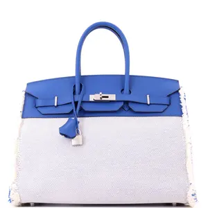 Pre-owned HERMÈS Canvas Plain, Leather Tote Bags REBAG Hermes Fray Fray Birkin Bag Toile and Swift 35 by Rebag