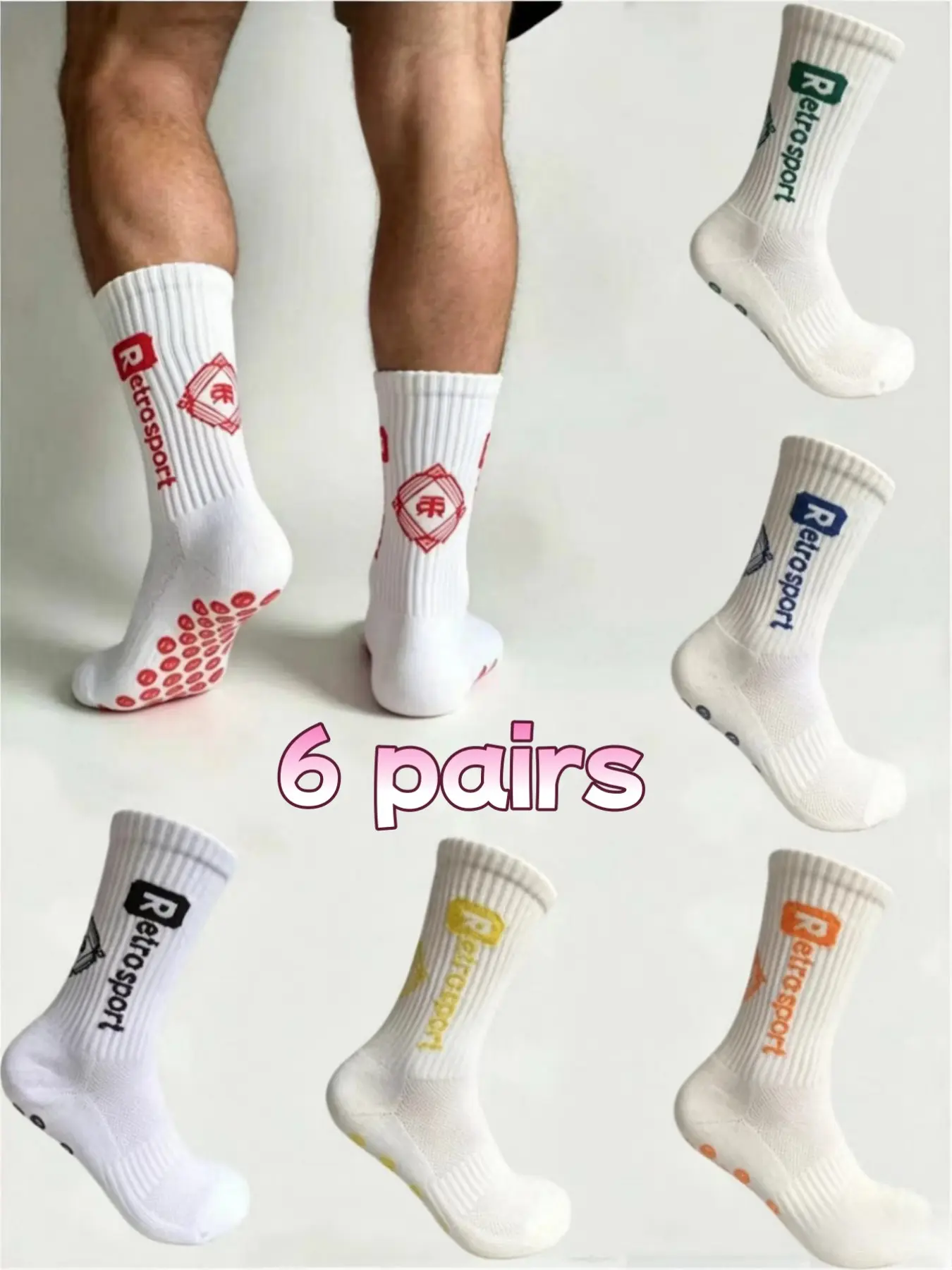 6-pair pack of unisex fashion breathable mid-calf sports socks, Polyester Athletic Socks, breathable and comfortable, suitable for basketball, running, and outdoor activities