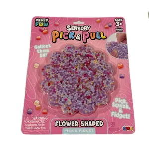 Pick N Pull Pad and Tray Soft Squishy Bead Filled Fidget Toy with Colorful Beads for Stress Relief and Sensory Play