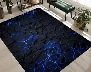 Neon Look Rug, Black Blue Neon Decorative Rug, Game Room Rug, Floor Rug, Neon Rug, Gamer Room Mat, Entry Rug, Playing Room Rug,aesthetic room rug, rugs for room men, cool rugs, hypebeast rugs, shoes off rug "