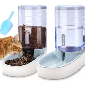 Meikuler Pets Auto Feeder 3.8L,Food Feeder and Water Dispenser Set for Small & Big Dogs Cats and Pets Animals (Grey) Meipire