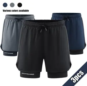 Men's Three-Piece Sports Shorts Set - Lightweight Workout, Beach, Athletic Shorts - Elastic Drawstring Waistband, Machine Washable, Suitable for Basketball, Soccer, Running, Training - For Indoor and Outdoor Use, Gym Equipment