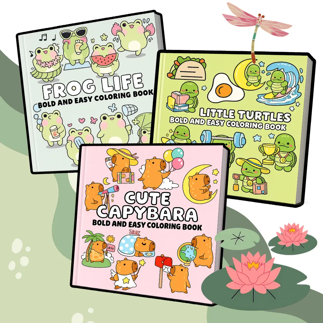 Animal-Themed Coloring Books - Beginner-Friendly Office Art Supplies, Bold Outlines, Cute Capybara Whimsical Illustrations, Creative Downtime Stress Relief Activity, Arts and Crafts Gifts, Confidence Boost, Relaxing Activity, Fun Everyday Adventures