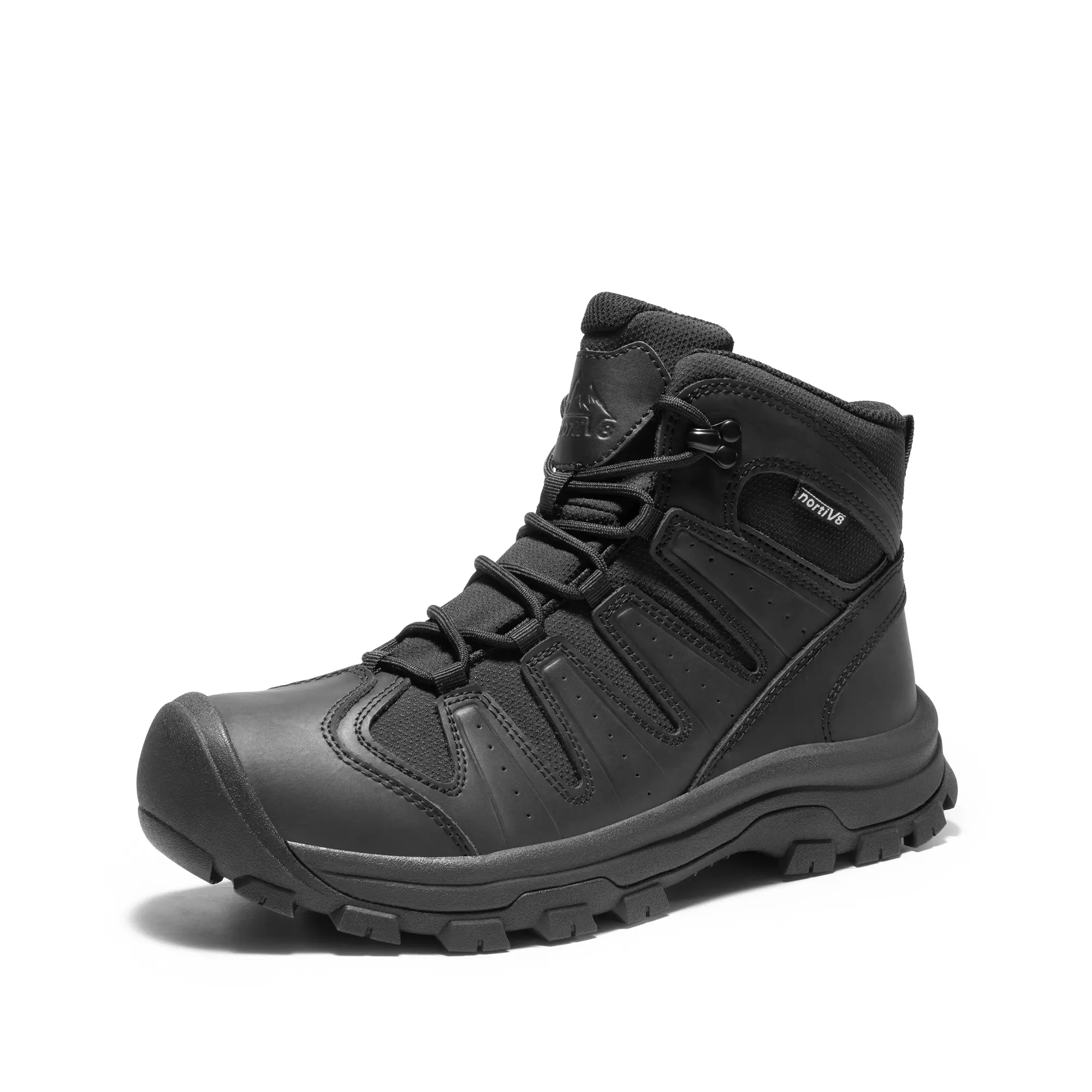 NORTIV 8 Men's Durable Outdoor Hiking Boots in Waterproof Leather & Oxford with Slip-Resistant Rubber Outsole, Rugged Gear for Backpacking, Trekking Shoes, Mesh-Covered, Adventure Ready, Hiking Light, Laces, Mensfashion, Male, Water Resistant, Cloth