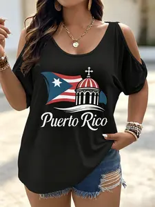 Plus Size - Puerto Rico'S Fashion Trend Features Oversized Tops for Women, Including Irregular Sizes And Large Fits. These Elegant, Cold-Shoulder Shirts Retro