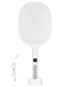 【FathersDayGift】VEVOR Electric Fly Swatter, Zapper Racket with 3 Layers Mesh & Digital Screen Display, Dual Modes Fly Killer with 1500mAh Battery Rechargeable for Home, Bedroom, Kitchen and Patio, White