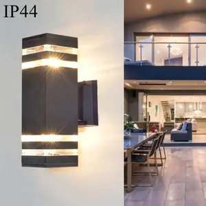 Outdoor E27 Waterproof Square Dual-Head Wall Light, Aluminum Material, Indoor Translucent Lighting, Villa Decoration