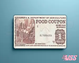 Old School Food Stamp Coupon wallet card cover Funny Sticker