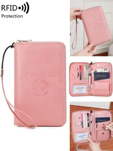 Multi functional passport cover, Holder, Passport Protector, RFID anti-theft passport clip, multiple card slots, PU leather, earth pattern, multiple colors, durable and safe, Passport Wallet