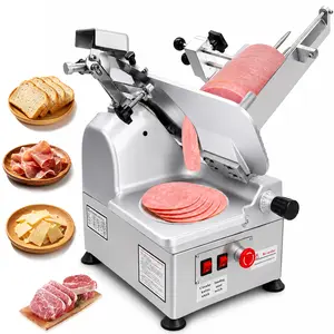 【FathersDayGift】550W Automatic Meat Slicer, Commercial Meat Slicer with 10in Carbon Steel Blade, Adjustable Thickness 0-6 mm, 633 RPM Fast Slicing, Meat Slicer Machine for Meat, Deli, Bread, Cheese, Vegetables