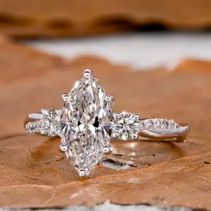 2025 New [1pc 925 Sterling Silver Marquise Cut Cubic Zirconia Ring] 1pc Elegant 925 Sterling Silver Marquise Cut Synthetic Cubic Zirconia Ring for Women, Bridal Engagement Wedding Anniversary Promise Band, All-Season Daily Wear
