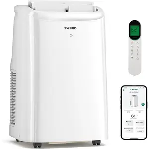 ZAFRO Portable Air Conditioners 12000 BTU (8000 BTU SACC), Portable AC with Fan & Dehumidifier, 24Hrs Timer with APP/Remote/LED Display, Easy Installation for Bedroom, Office, Living Room