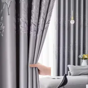 Thickened Full Blackout Grey Curtains Fresh Countryside Living Room Bedroom Insulation Light blocking Simple Sunshade Cloth Home Decoration Heavy Curtain