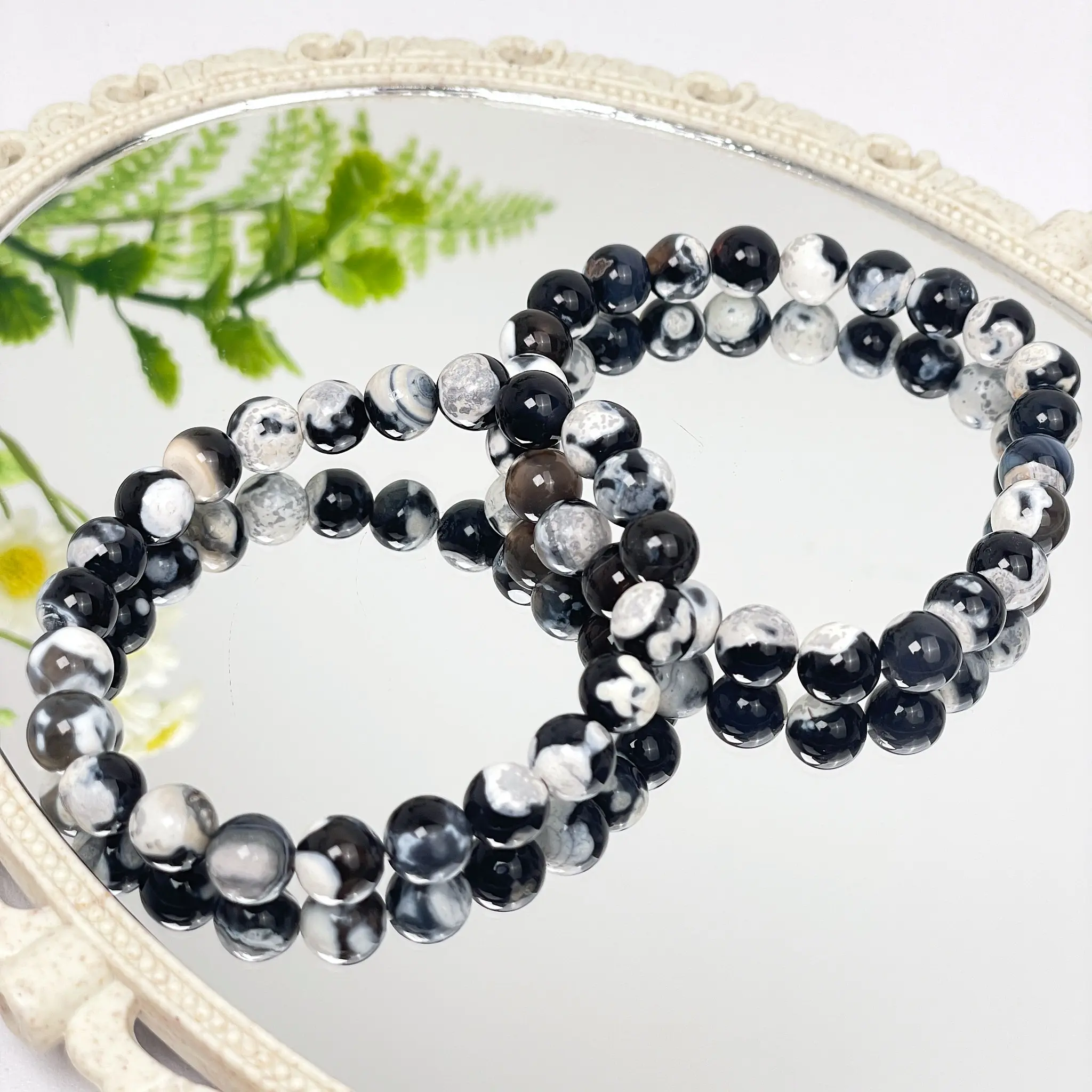Exquisite High Quality Crystal Beads 8mm Orca Agate Bracelet, 1 Count Natural Crystal Jewelry Accessory, Exquisite Bracelet, High Quality Bracelet